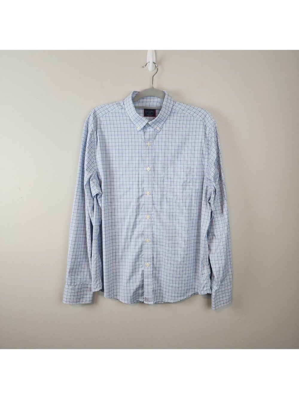 Untuckit Button Down Shirt Men Large Blue Plaid Chateau Performance Preppy